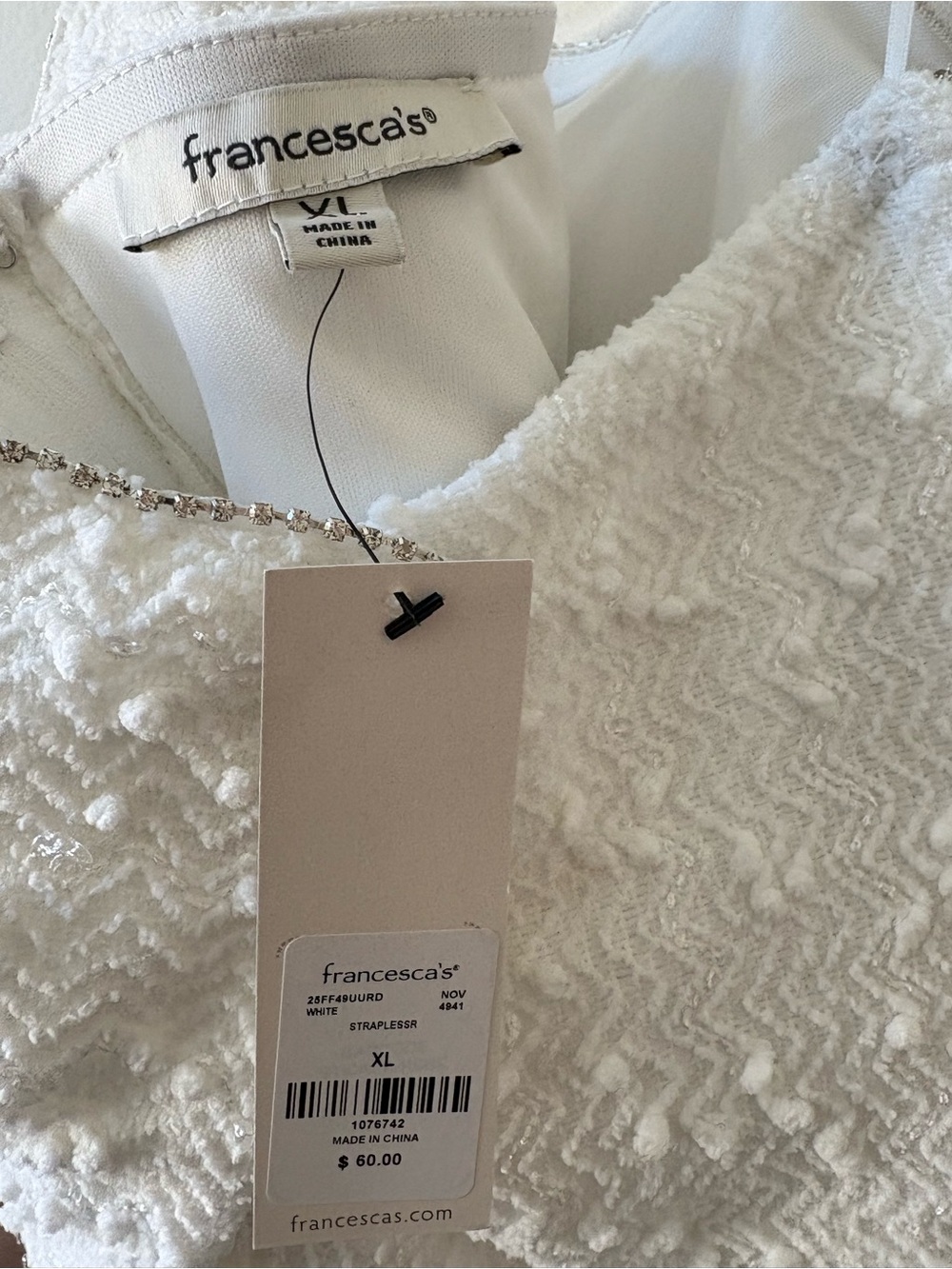 Francesca’s | White Strapless Bow Back Mini Dress - Picture 4 of 4
